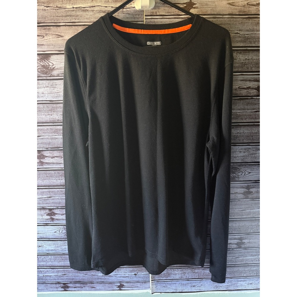 Omni-Wool Men's  Long-Sleeved Crew Neck Base Layer Top Sz XXL Black Wool Blend